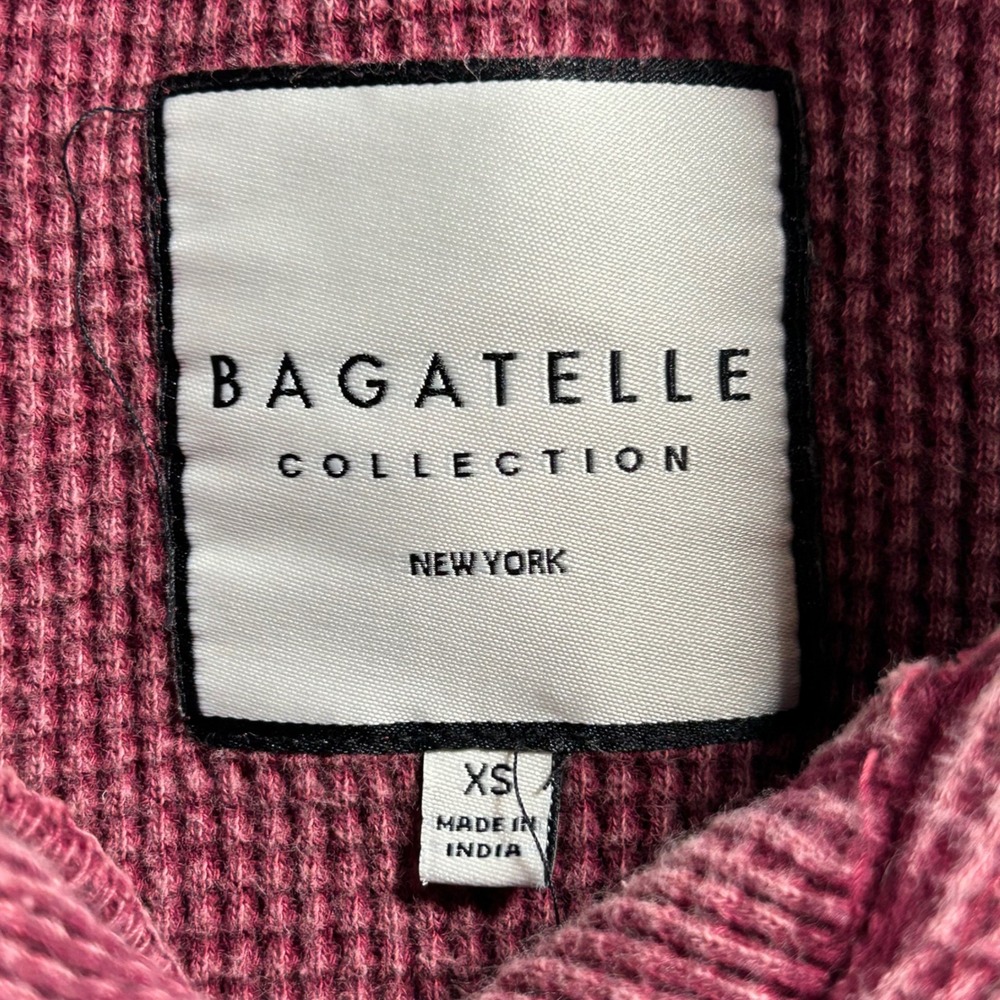 Bagatelle Collection Burgundy Waffle Knit Cropped Shacket Shirt Jacket XS Cotton - Picture 3 of 6